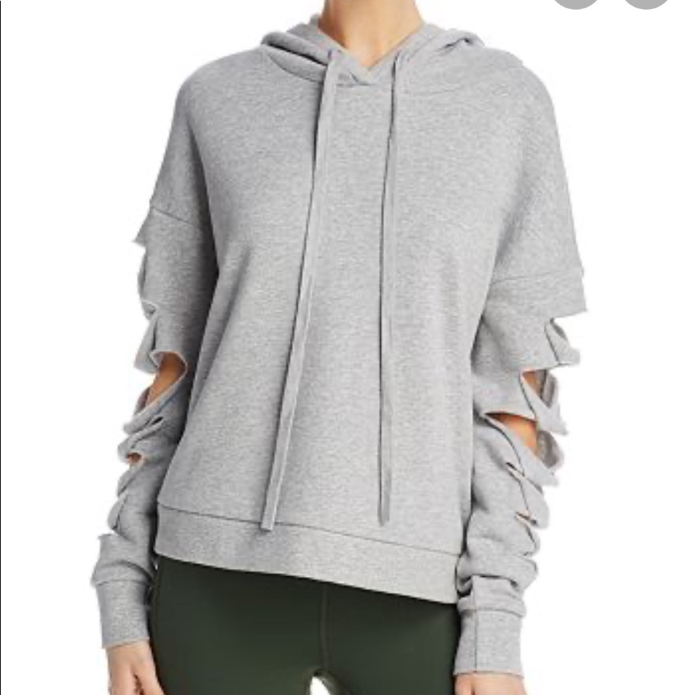 ALO CROPPED HOODIE WITH CUT SLEEVES